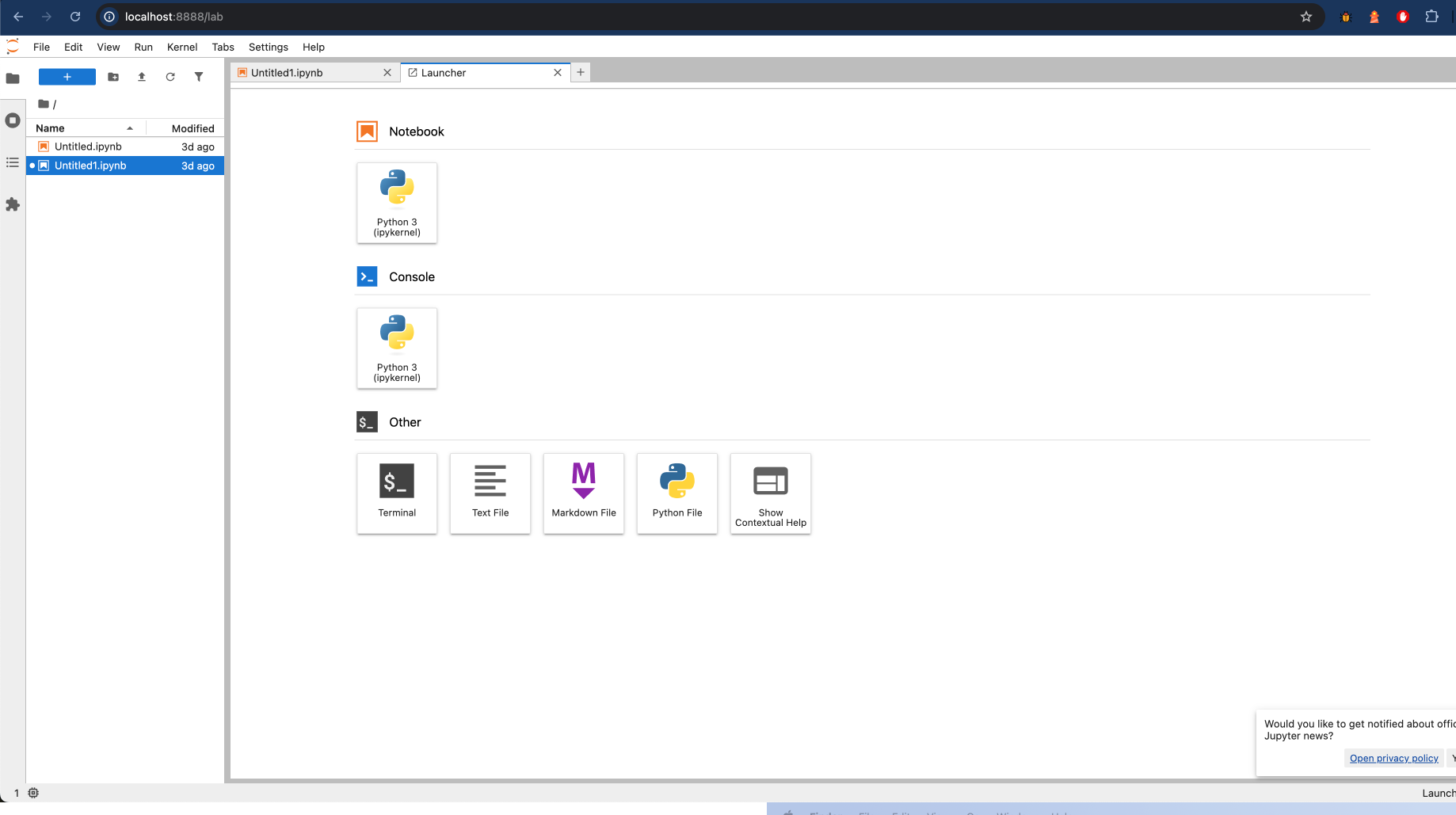 JupyterLab file browser